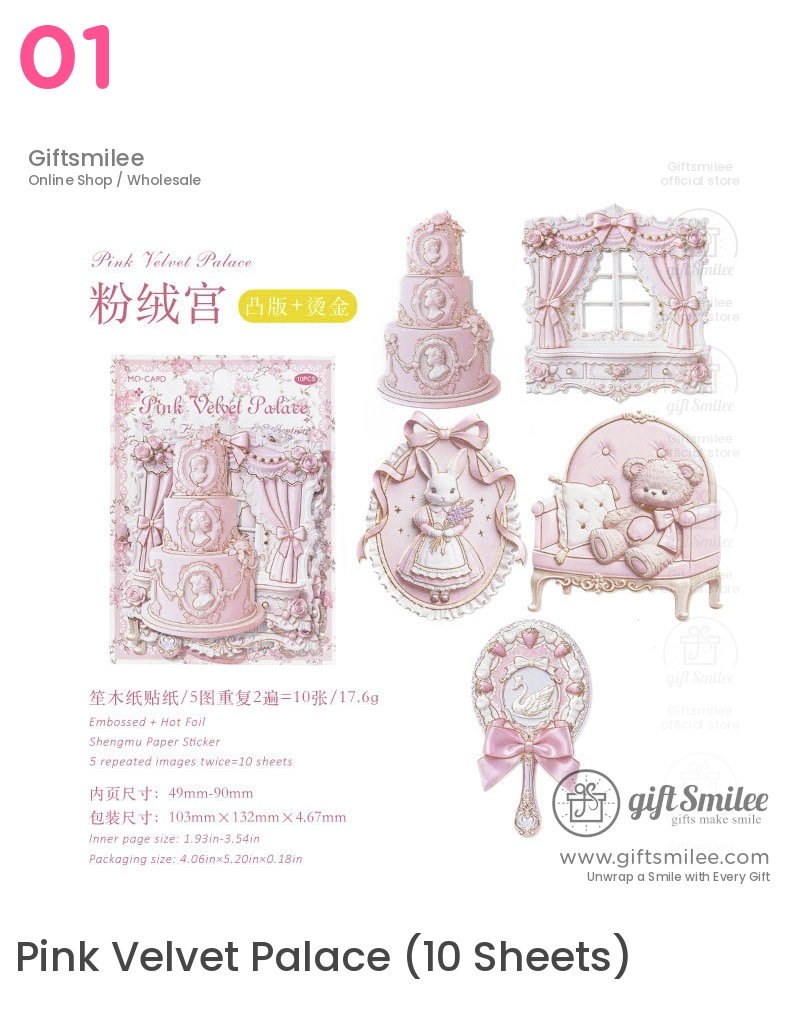 Embossed Gold-Foil Rococo Pastel Die-Cut Collage Cards | KS-CK-1287