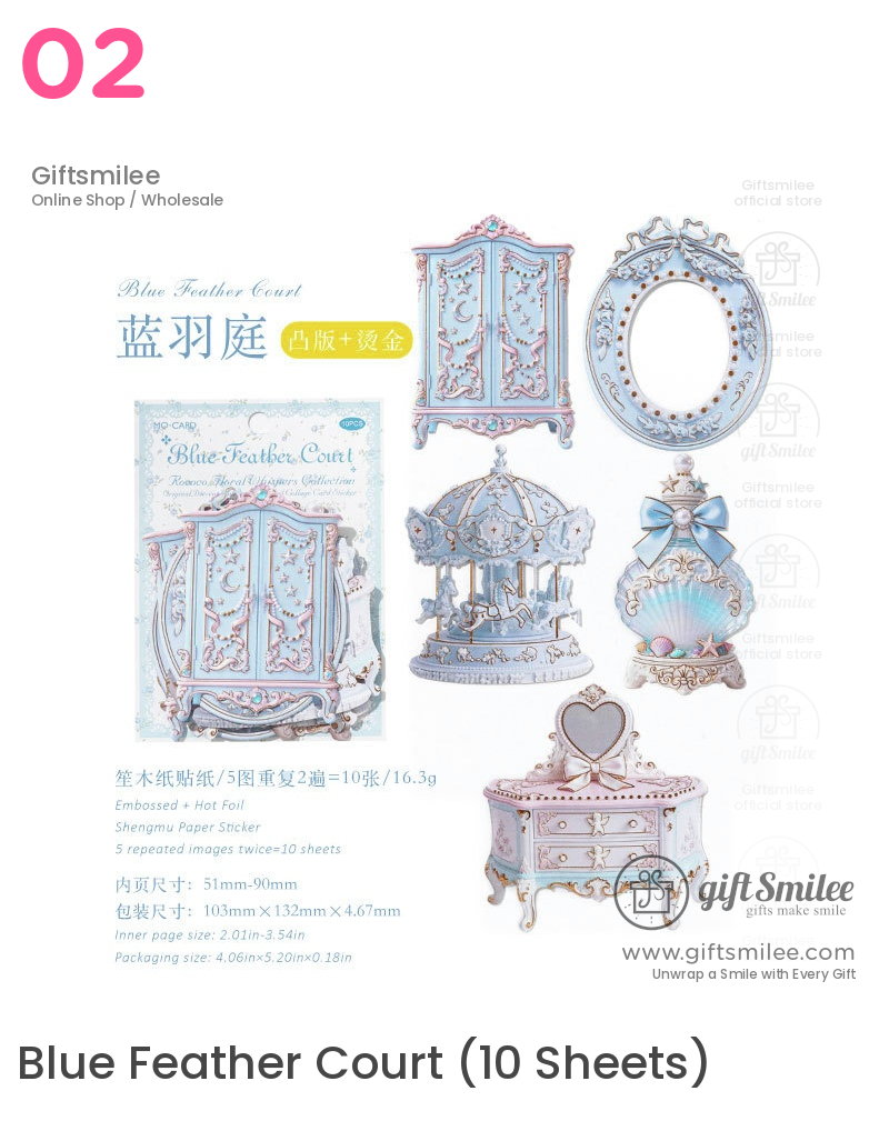 Embossed Gold-Foil Rococo Pastel Die-Cut Collage Cards | KS-CK-1287