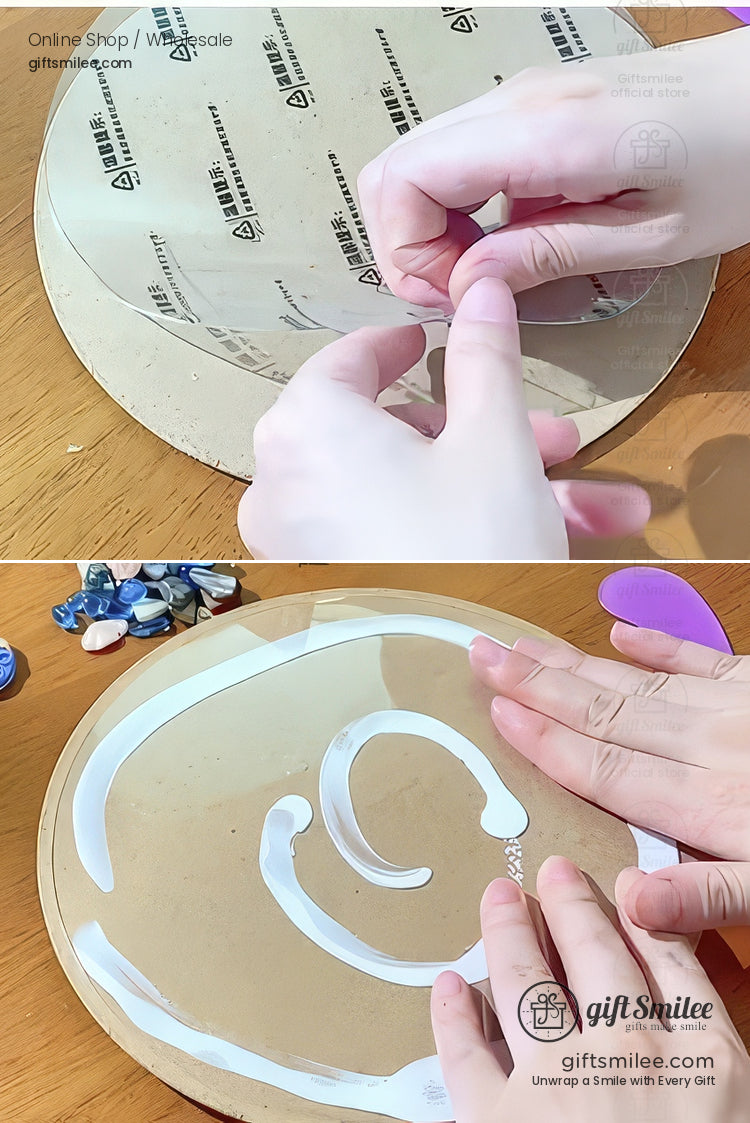 Whipped Clay Round Panel With Shells Glitter Diy Texture Painting Kit | KS-GS-128