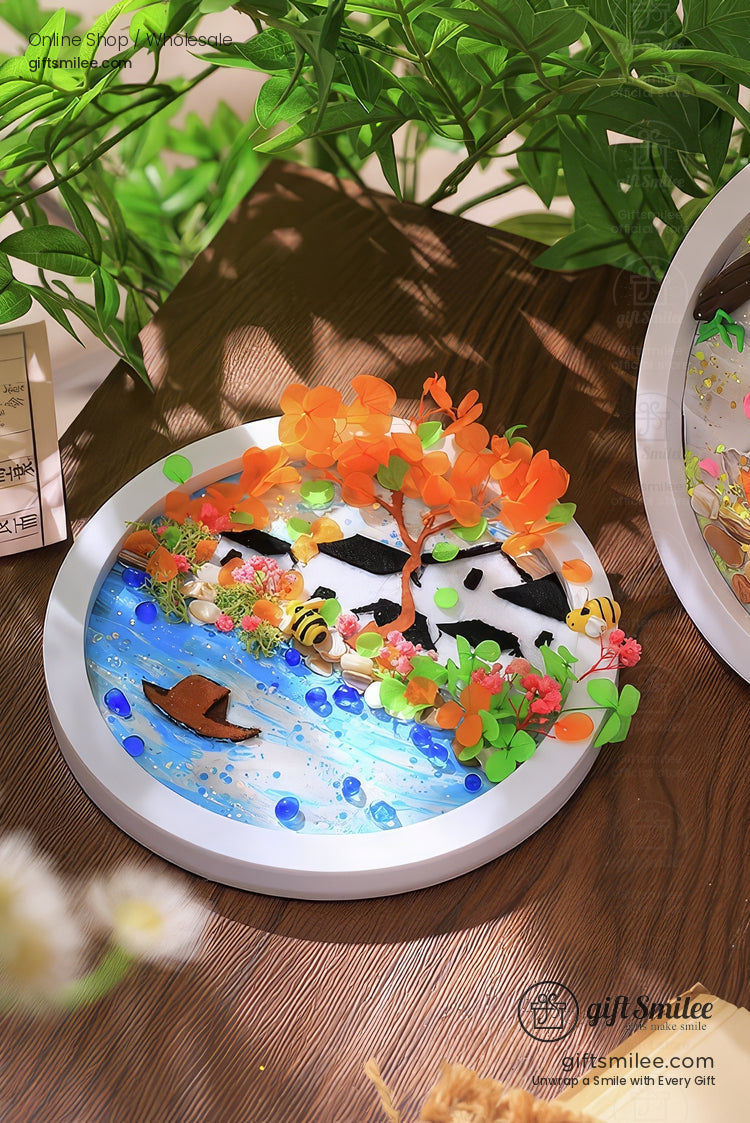 Whipped Clay Round Panel With Shells Glitter Diy Texture Painting Kit | KS-GS-128