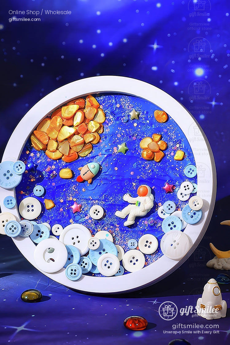 Whipped Clay Round Panel With Shells Glitter Diy Texture Painting Kit | KS-GS-128