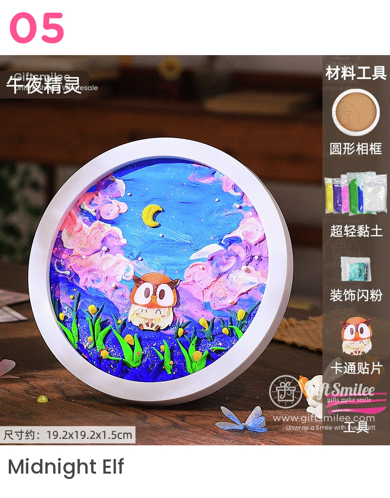 Whipped Clay Round Panel With Shells Glitter Diy Texture Painting Kit | KS-GS-128