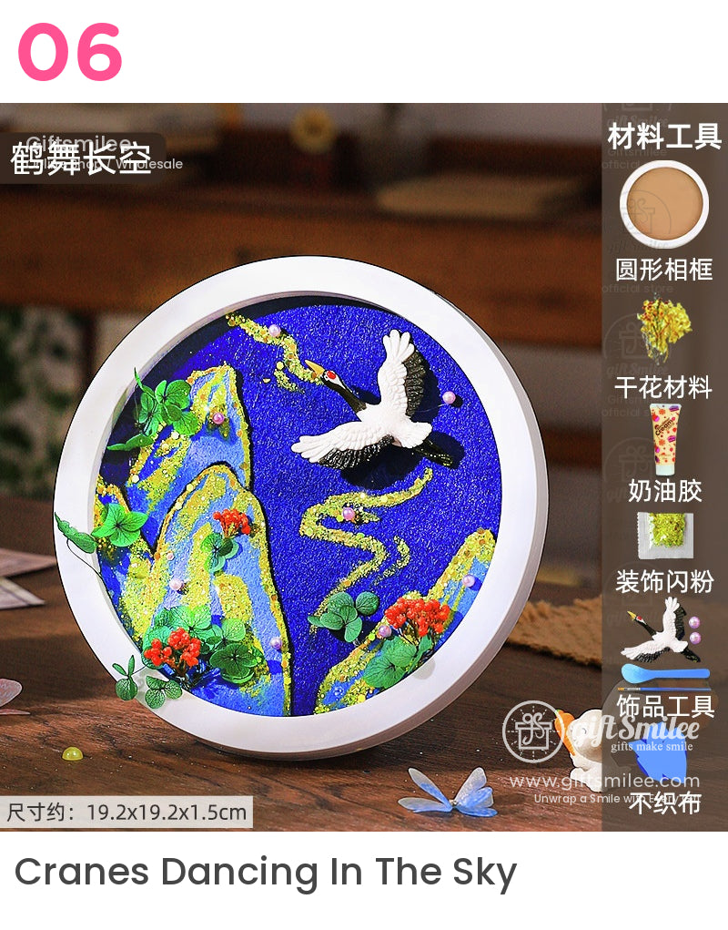 Whipped Clay Round Panel With Shells Glitter Diy Texture Painting Kit | KS-GS-128