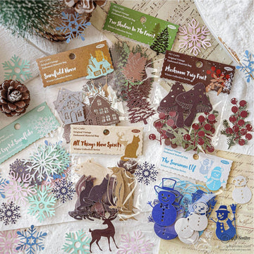 Embossed Kraft Paper Die-Cuts Winter Palette Paper Die-Cut Sticker Set | KS-GS-133