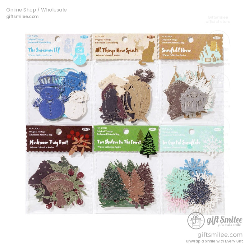 Embossed Kraft Paper Die-Cuts Winter Palette Paper Die-Cut Sticker Set | KS-GS-133