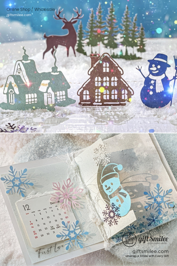 Embossed Kraft Paper Die-Cuts Winter Palette Paper Die-Cut Sticker Set | KS-GS-133