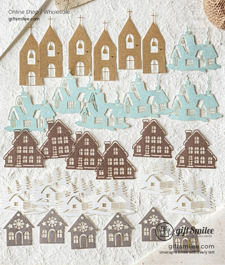 Embossed Kraft Paper Die-Cuts Winter Palette Paper Die-Cut Sticker Set | KS-GS-133