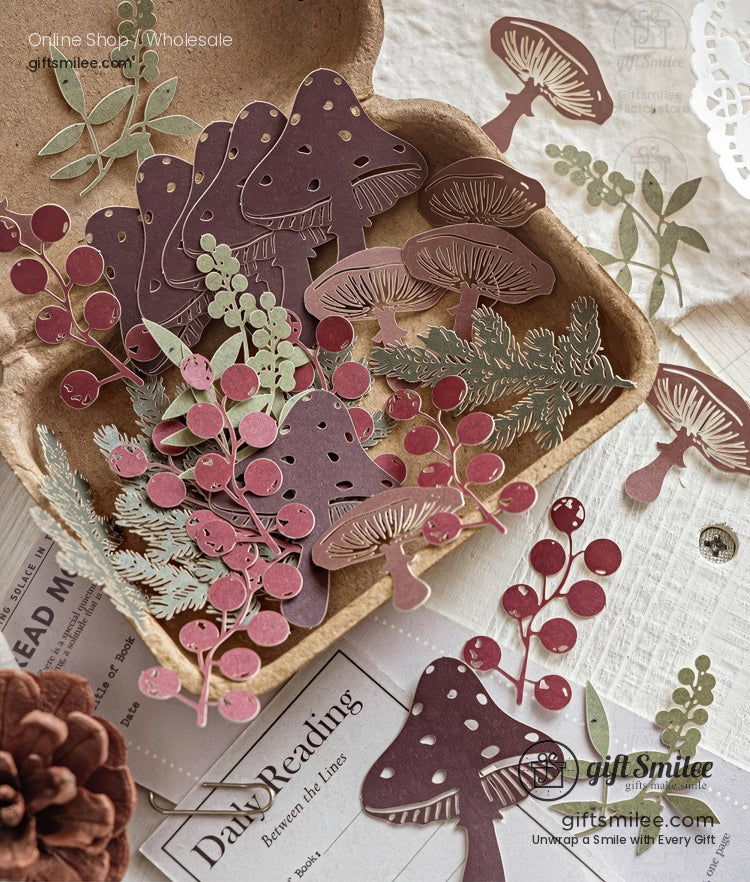 Embossed Kraft Paper Die-Cuts Winter Palette Paper Die-Cut Sticker Set | KS-GS-133