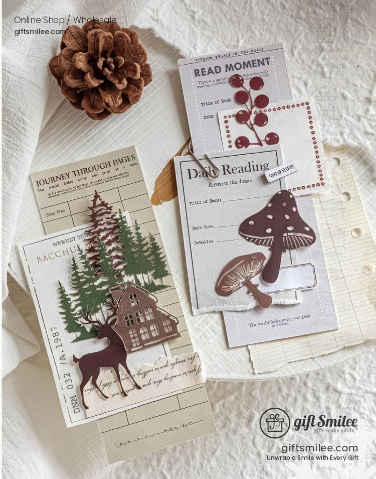 Embossed Kraft Paper Die-Cuts Winter Palette Paper Die-Cut Sticker Set | KS-GS-133
