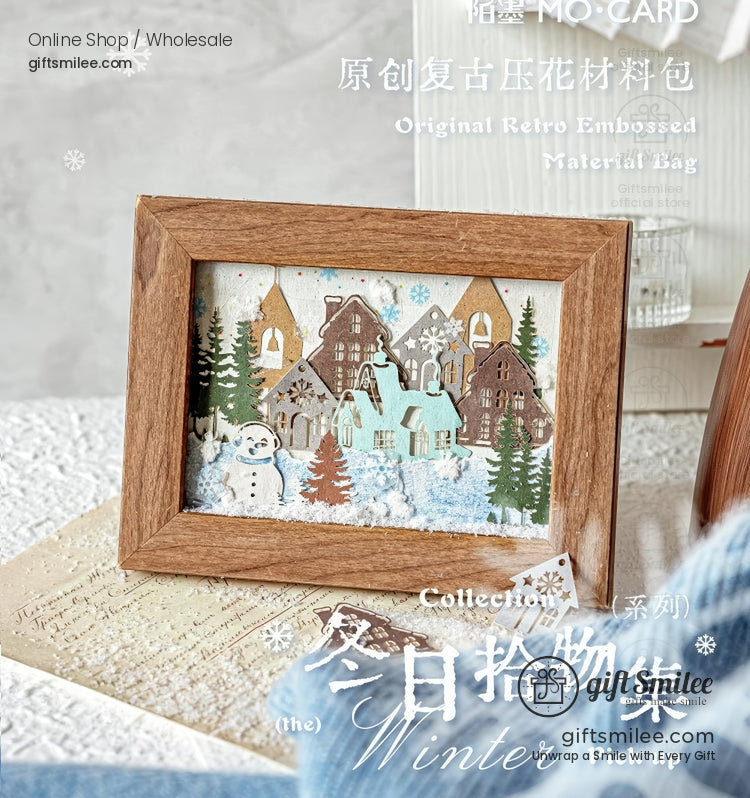 Embossed Kraft Paper Die-Cuts Winter Palette Paper Die-Cut Sticker Set | KS-GS-133