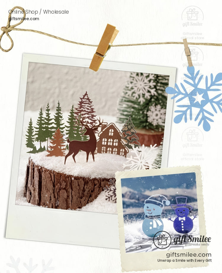 Embossed Kraft Paper Die-Cuts Winter Palette Paper Die-Cut Sticker Set | KS-GS-133