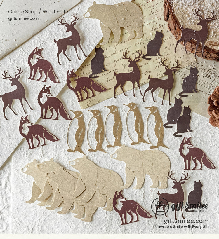 Embossed Kraft Paper Die-Cuts Winter Palette Paper Die-Cut Sticker Set | KS-GS-133
