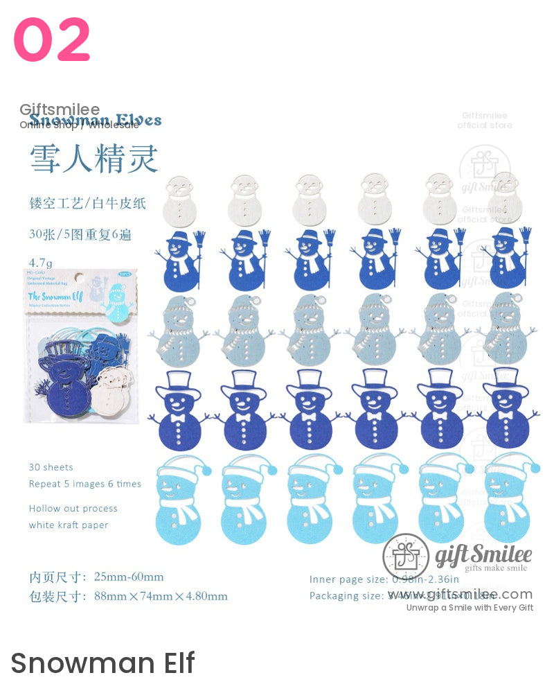 Embossed Kraft Paper Die-Cuts Winter Palette Paper Die-Cut Sticker Set | KS-GS-133