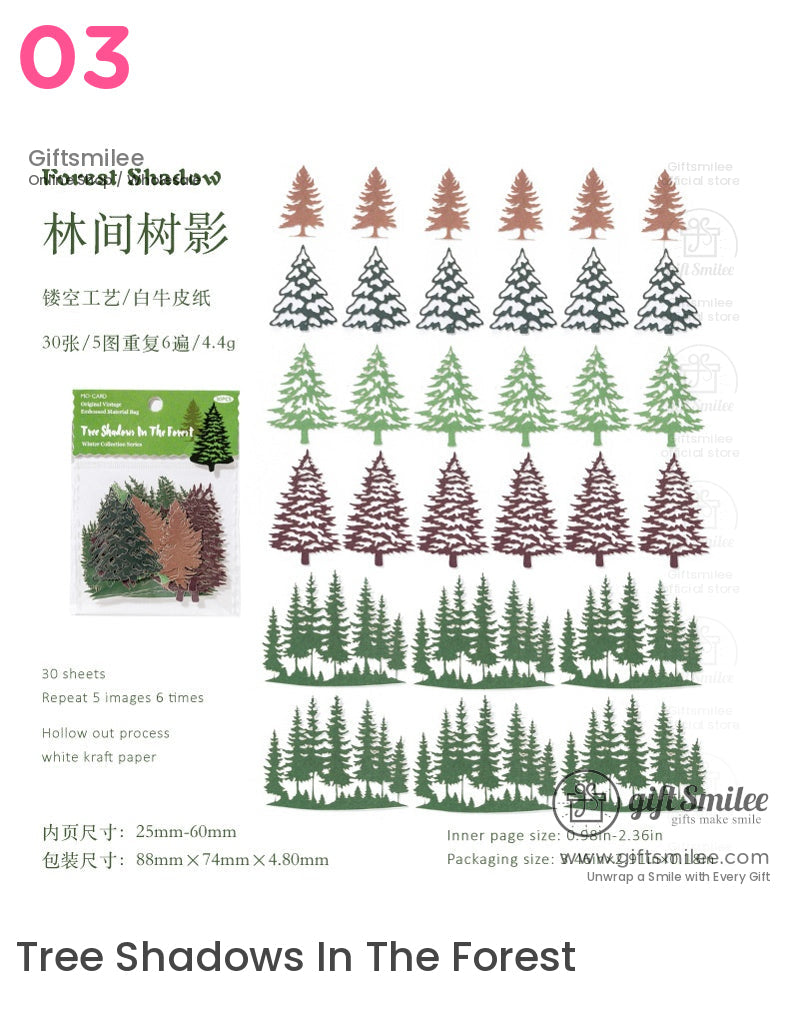 Embossed Kraft Paper Die-Cuts Winter Palette Paper Die-Cut Sticker Set | KS-GS-133