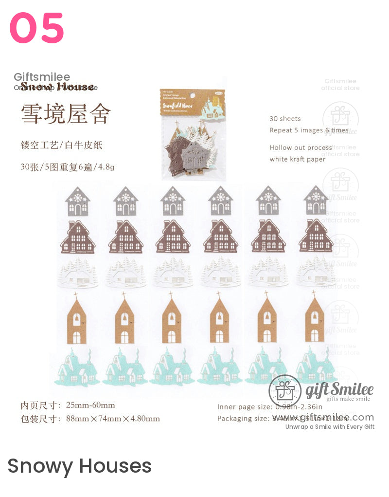 Embossed Kraft Paper Die-Cuts Winter Palette Paper Die-Cut Sticker Set | KS-GS-133