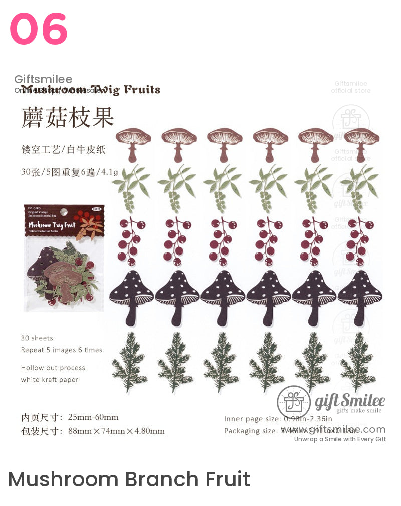 Embossed Kraft Paper Die-Cuts Winter Palette Paper Die-Cut Sticker Set | KS-GS-133