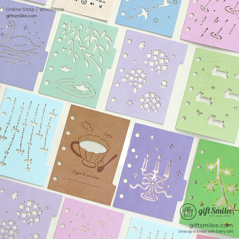 Pastel laser-cut planner dividers featuring swan and bird designs
