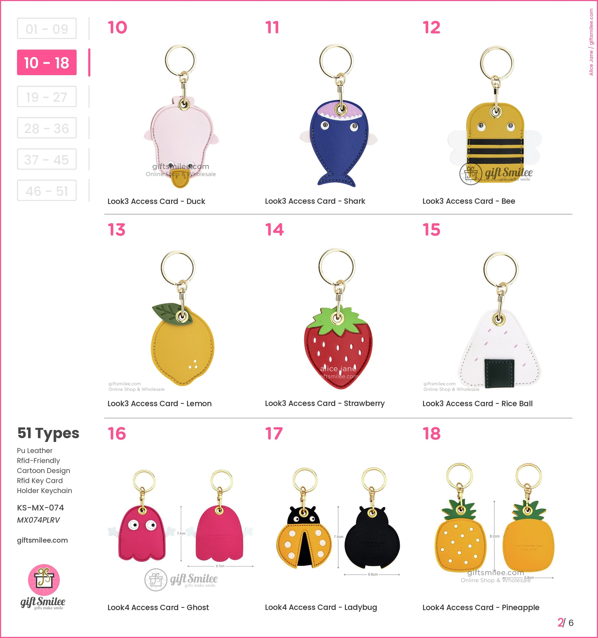 PU leather keychains in cartoon shapes including duck shark bee lemon strawberry rice ball ghost ladybug and pineapple designs