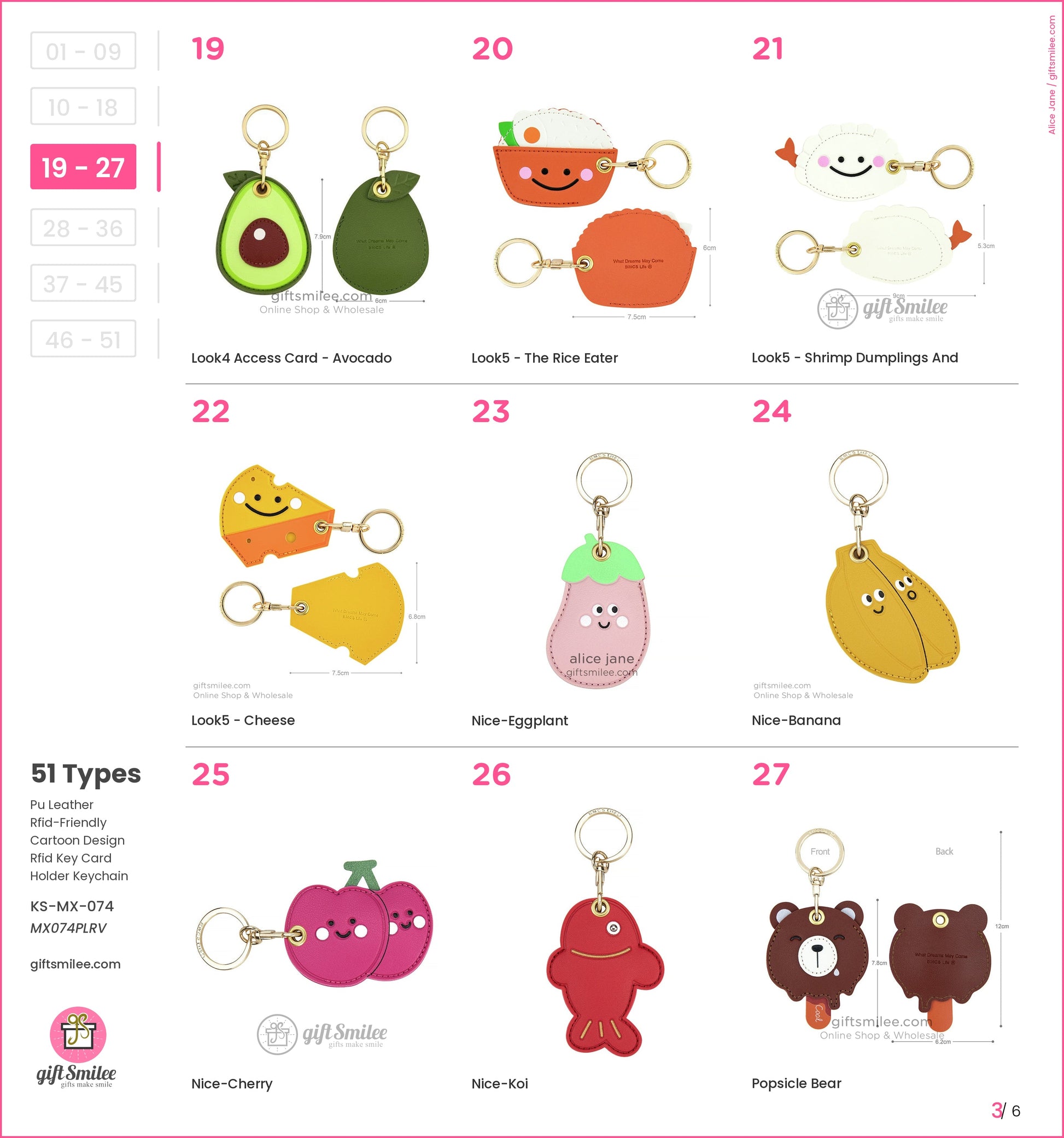 Vibrant PU leather keychains in cute food shapes avocado rice bowl dumplings cheese eggplant banana cherry koi fish and bear