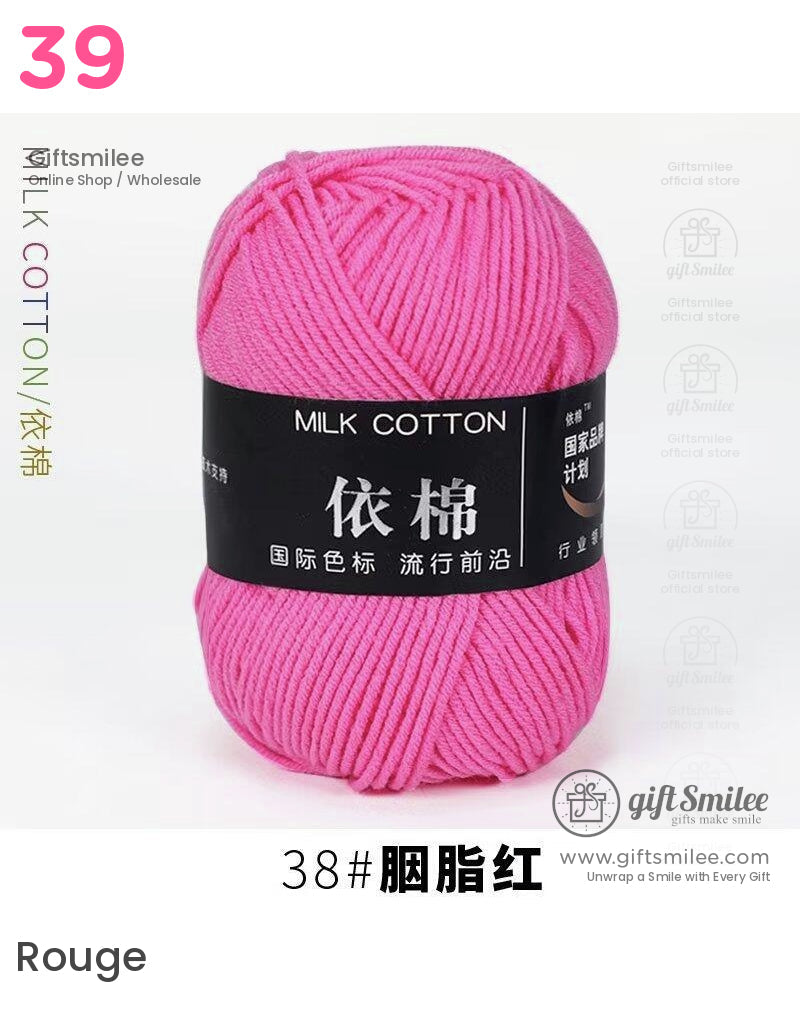 Bright pink milk cotton yarn soft texture durable 38 shade ideal for knitting and crochet projects