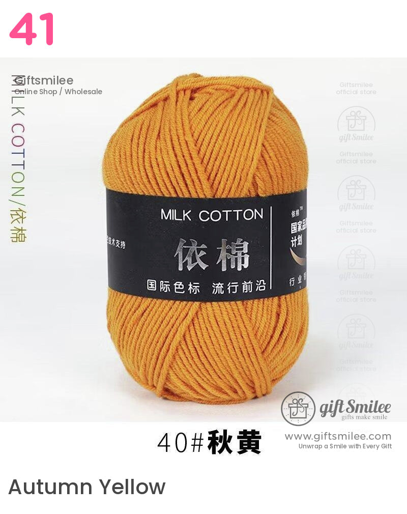Mustard yellow milk cotton yarn with soft texture durable fibers and a smooth finish ideal for knitting projects