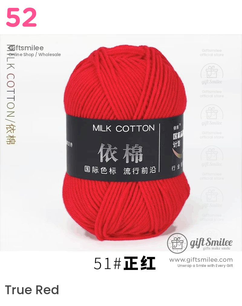 Bright red milk cotton yarn soft texture durable material ideal for knitting and crocheting projects