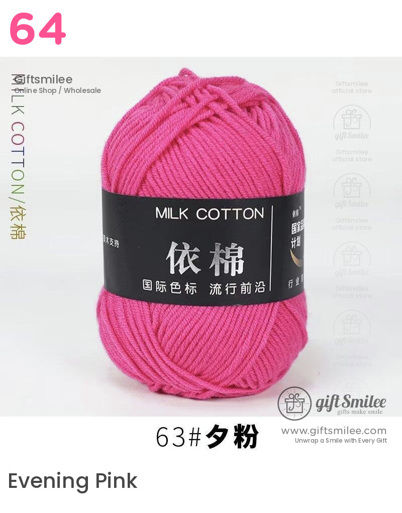 Bright pink milk cotton yarn skein soft texture tightly wound perfect for knitting and crochet projects