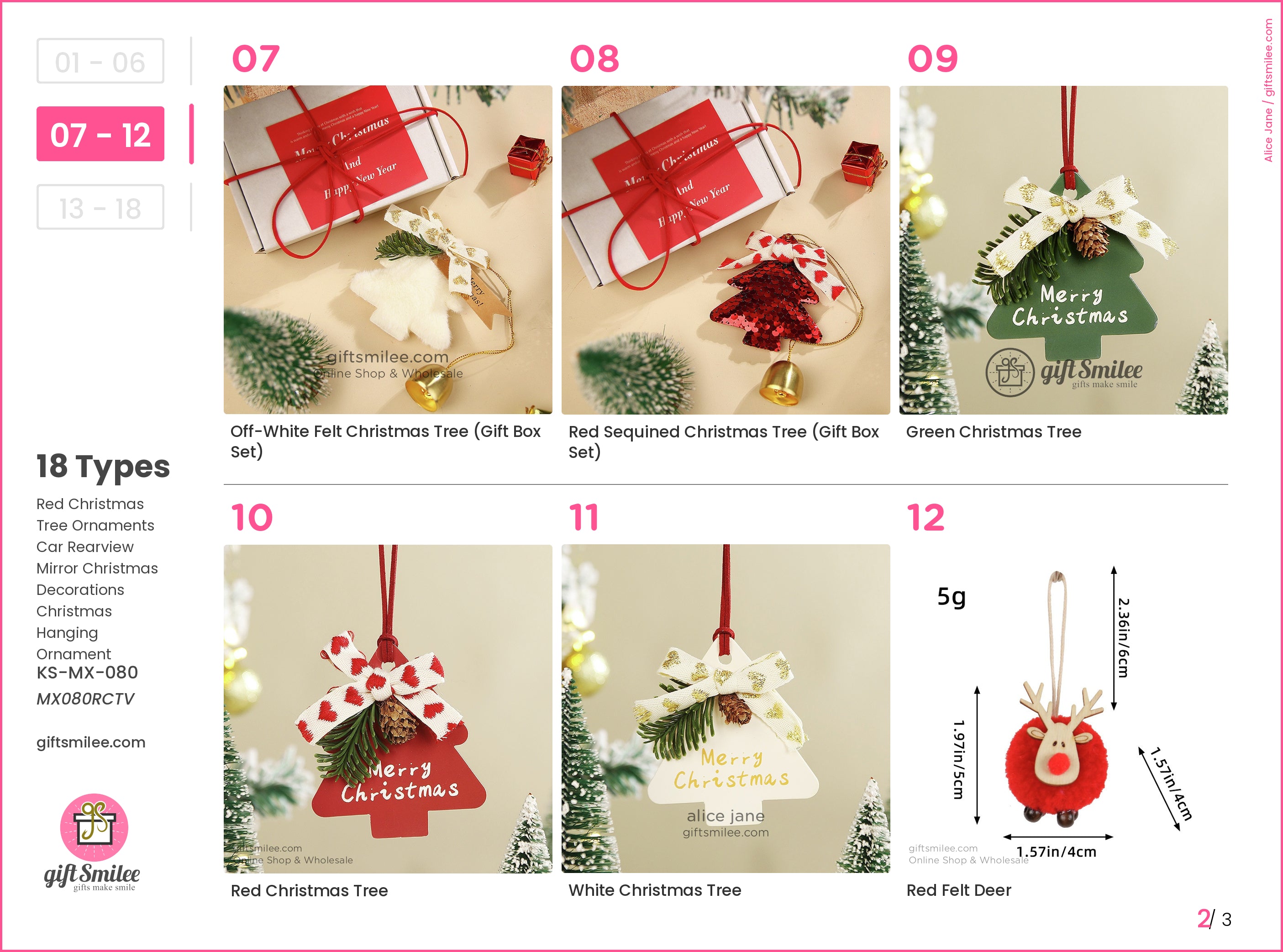 Red Christmas Tree Ornaments Car Rearview Mirror Christmas Decorations Christmas Hanging Ornament | KS-MX-080