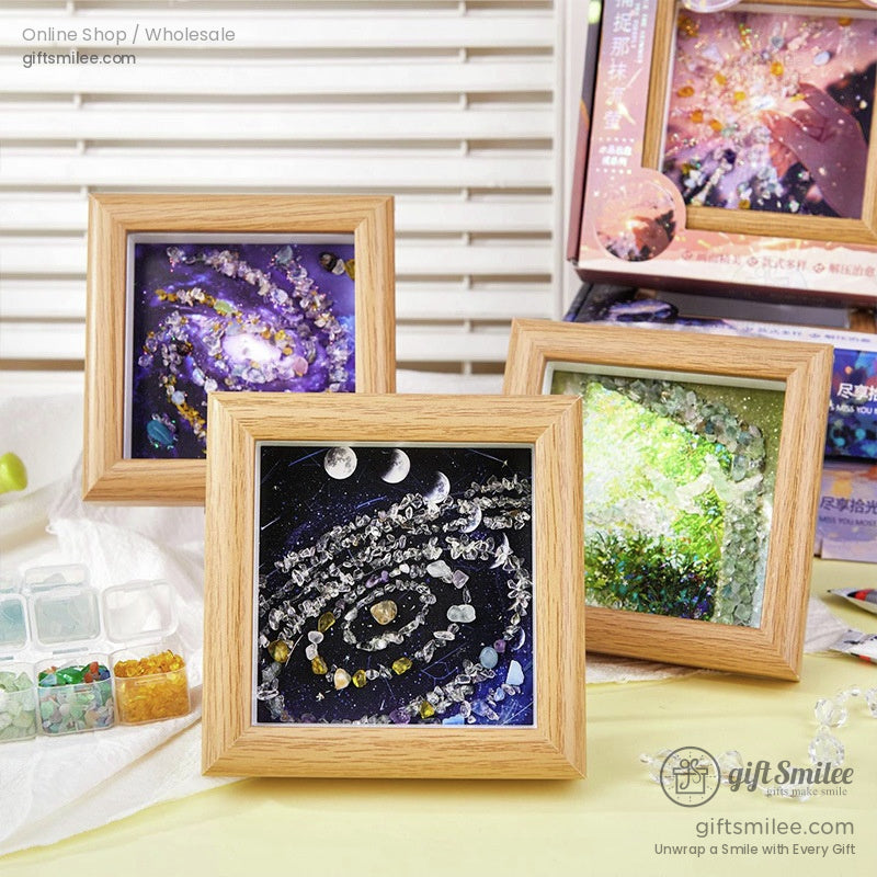 Natural Crystal Chip Mosaic 5-Inch With Wooden Frame Diy Crystal Art Kit | KS-MX-081