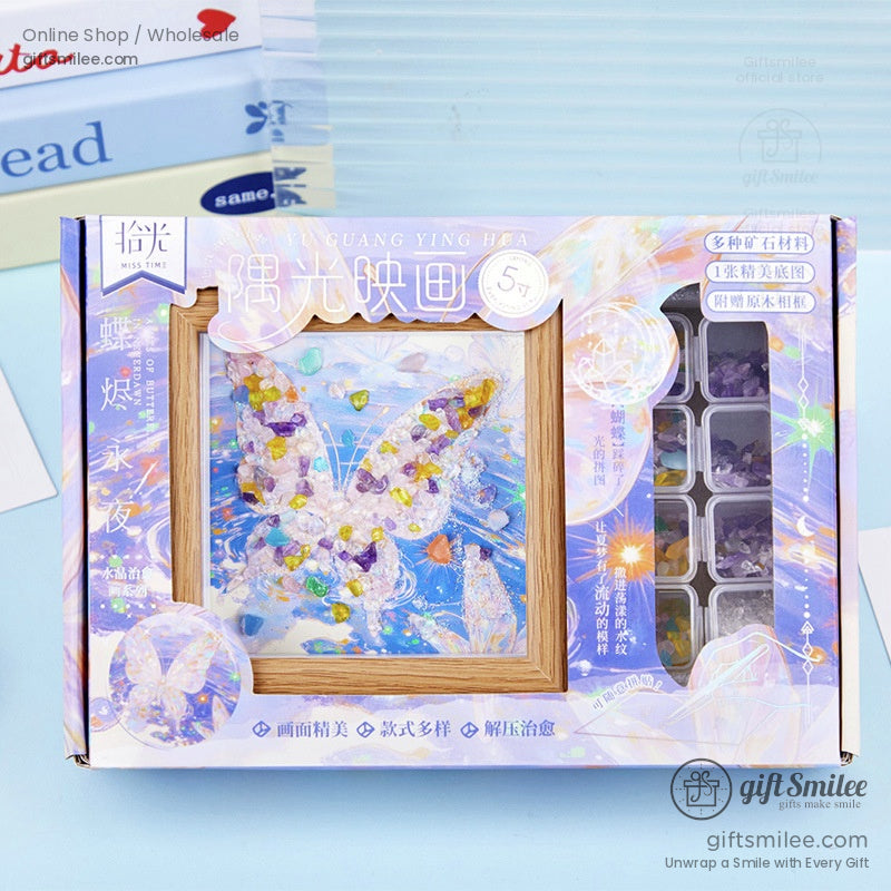 Natural Crystal Chip Mosaic 5-Inch With Wooden Frame Diy Crystal Art Kit | KS-MX-081