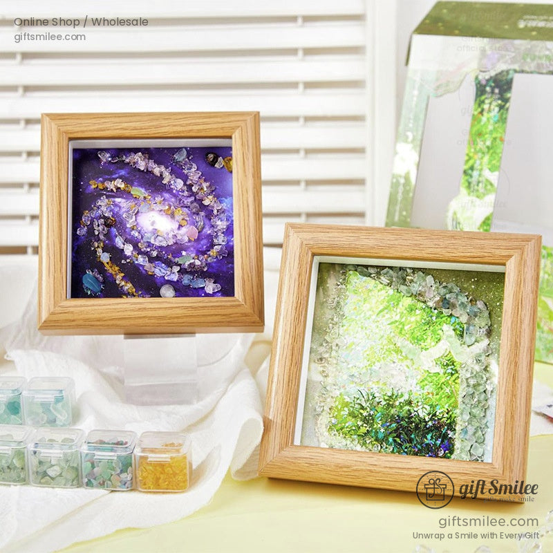 Natural Crystal Chip Mosaic 5-Inch With Wooden Frame Diy Crystal Art Kit | KS-MX-081