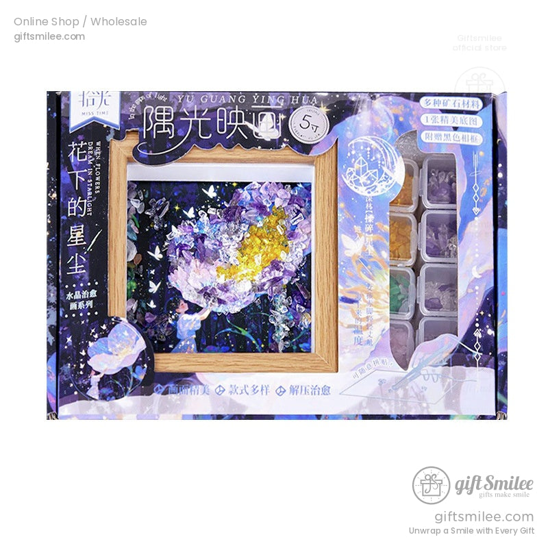 Natural Crystal Chip Mosaic 5-Inch With Wooden Frame Diy Crystal Art Kit | KS-MX-081