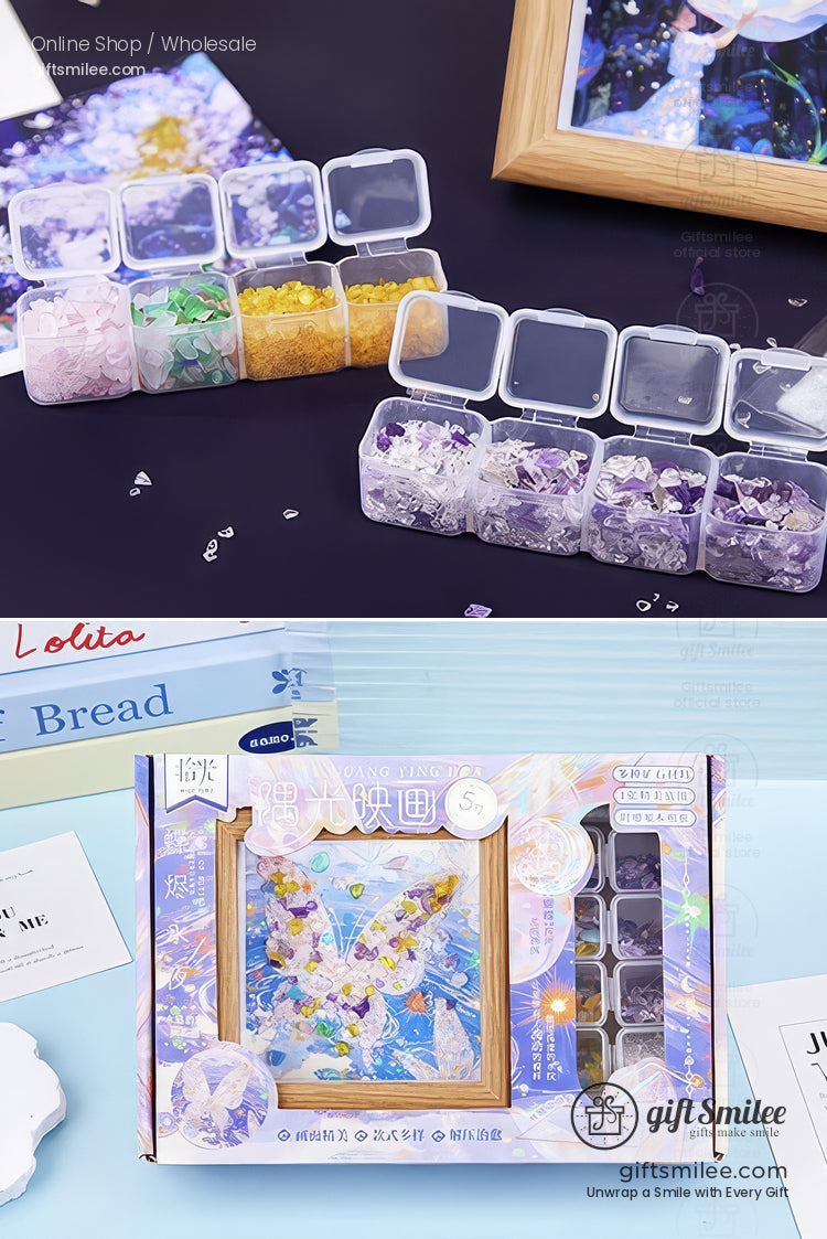 Natural Crystal Chip Mosaic 5-Inch With Wooden Frame Diy Crystal Art Kit | KS-MX-081