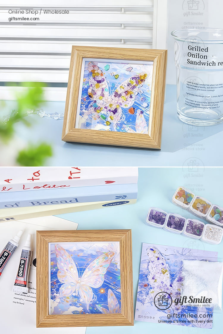 Natural Crystal Chip Mosaic 5-Inch With Wooden Frame Diy Crystal Art Kit | KS-MX-081