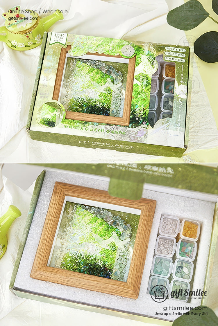 Natural Crystal Chip Mosaic 5-Inch With Wooden Frame Diy Crystal Art Kit | KS-MX-081