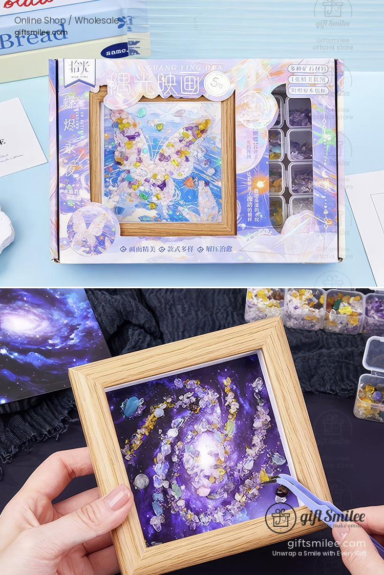 Natural Crystal Chip Mosaic 5-Inch With Wooden Frame Diy Crystal Art Kit | KS-MX-081