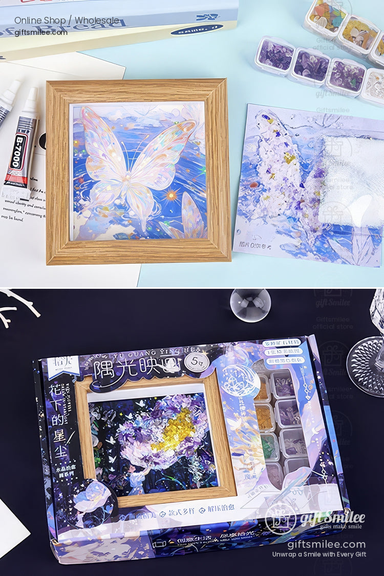 Natural Crystal Chip Mosaic 5-Inch With Wooden Frame Diy Crystal Art Kit | KS-MX-081