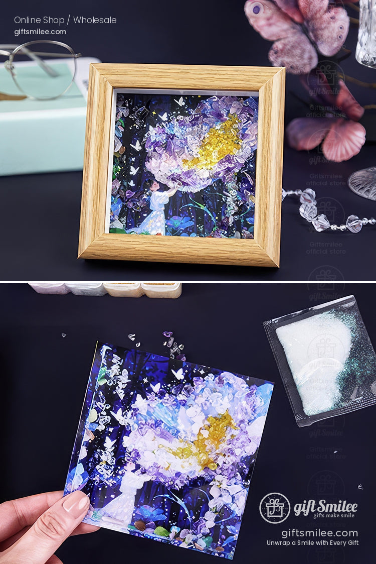 Natural Crystal Chip Mosaic 5-Inch With Wooden Frame Diy Crystal Art Kit | KS-MX-081