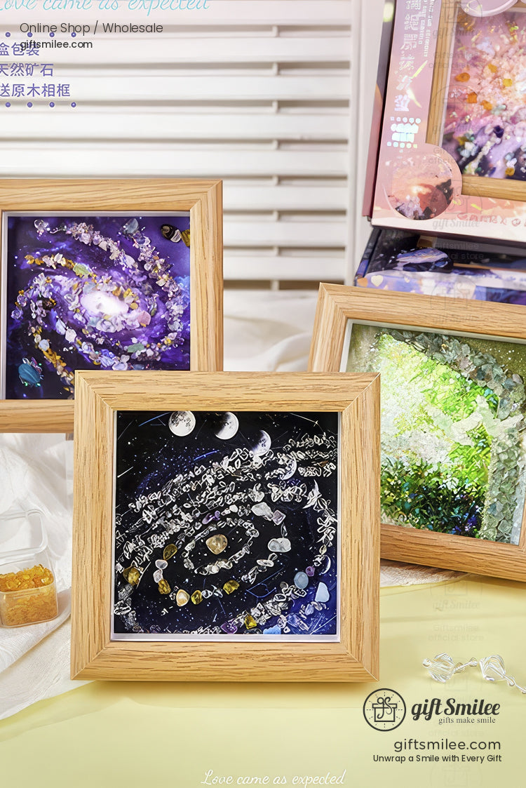 Natural Crystal Chip Mosaic 5-Inch With Wooden Frame Diy Crystal Art Kit | KS-MX-081