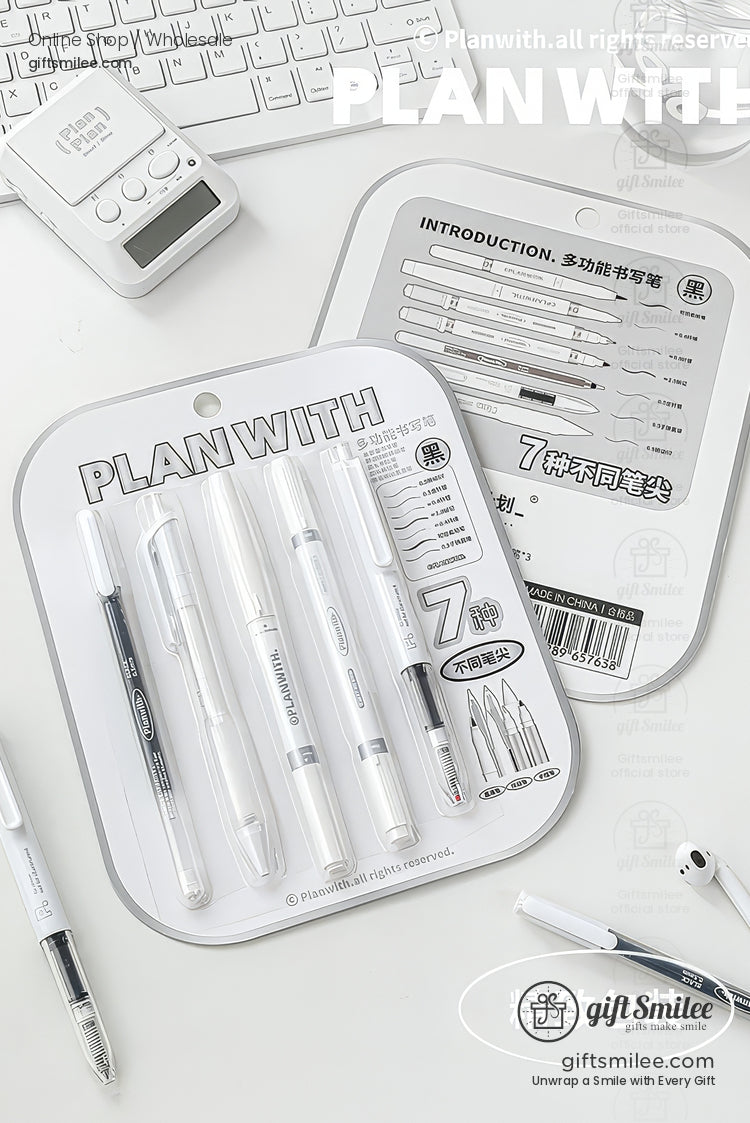 7-Tip Redblack Quick-Dry Ink Set Multi-Tip Writing Pen Set | KS-MX-082