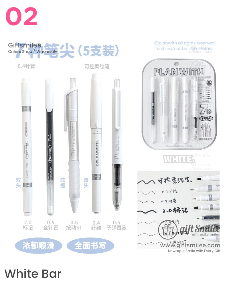 7-Tip Redblack Quick-Dry Ink Set Multi-Tip Writing Pen Set | KS-MX-082