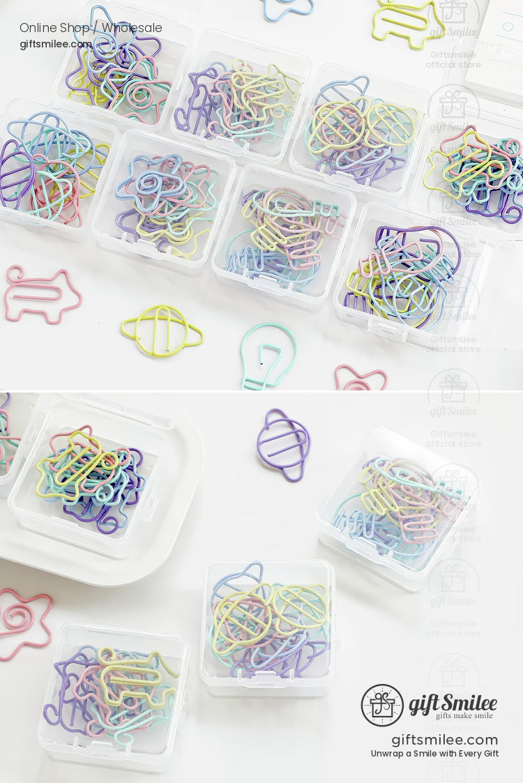 Pastel Coated Steel Assorted Shapes Shaped Paper Clips | KS-MX-094