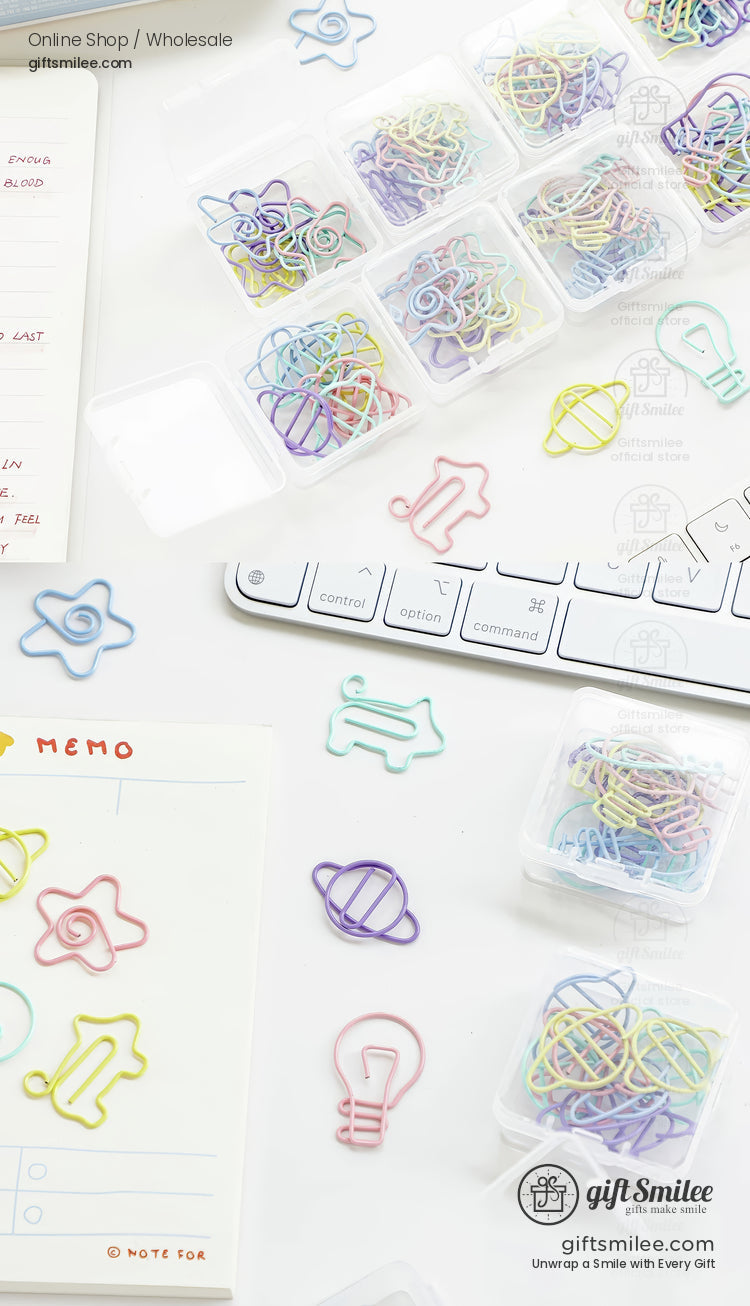 Pastel Coated Steel Assorted Shapes Shaped Paper Clips | KS-MX-094