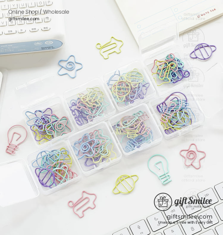 Pastel Coated Steel Assorted Shapes Shaped Paper Clips | KS-MX-094