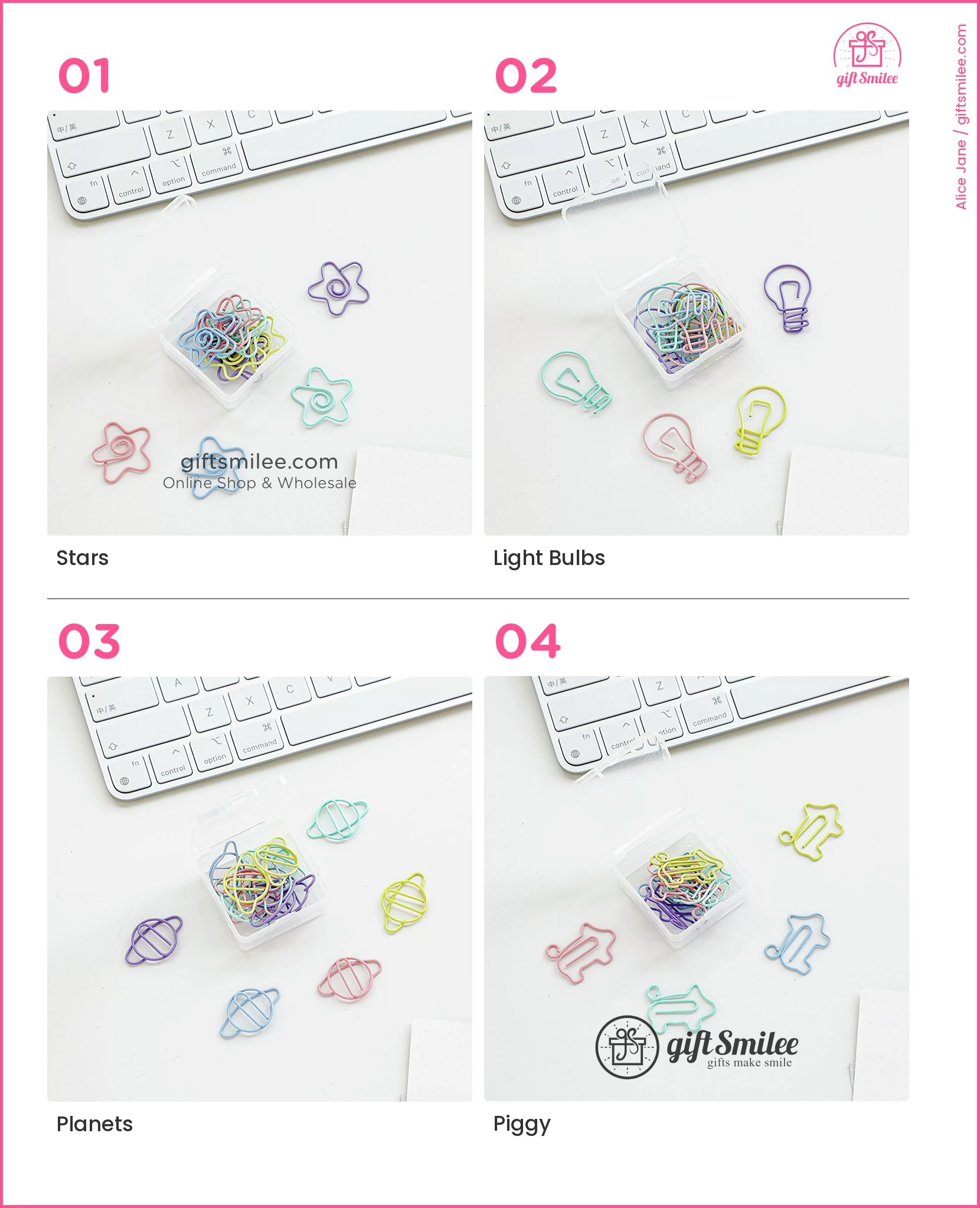 Pastel Coated Steel Assorted Shapes Shaped Paper Clips | KS-MX-094