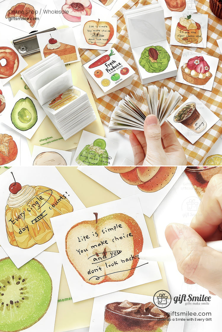 Watercolor Food Illustrations 100 Sheets Note Memo Pads | KS-NP-433