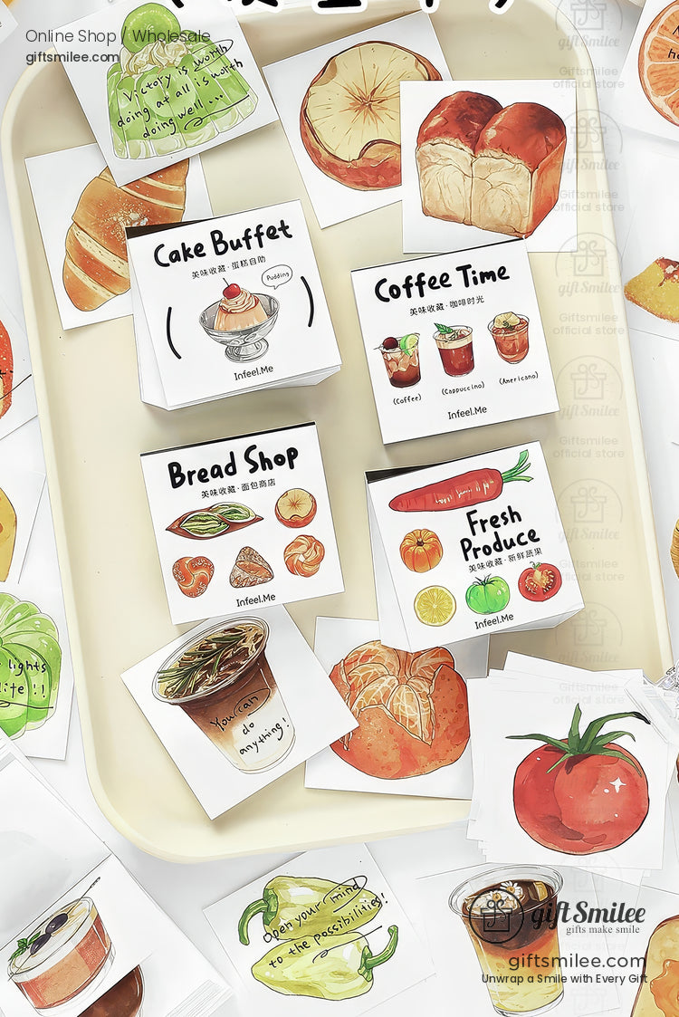 Watercolor Food Illustrations 100 Sheets Note Memo Pads | KS-NP-433