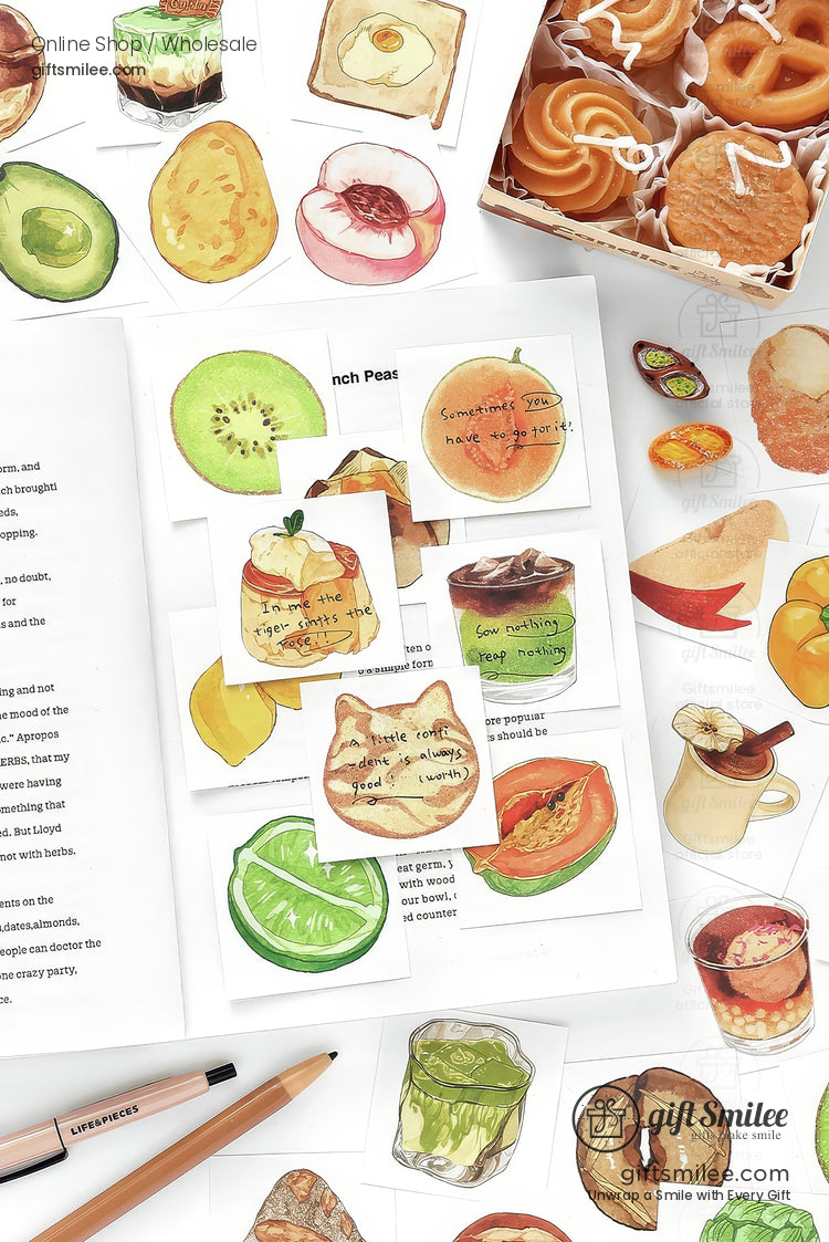 Watercolor Food Illustrations 100 Sheets Note Memo Pads | KS-NP-433