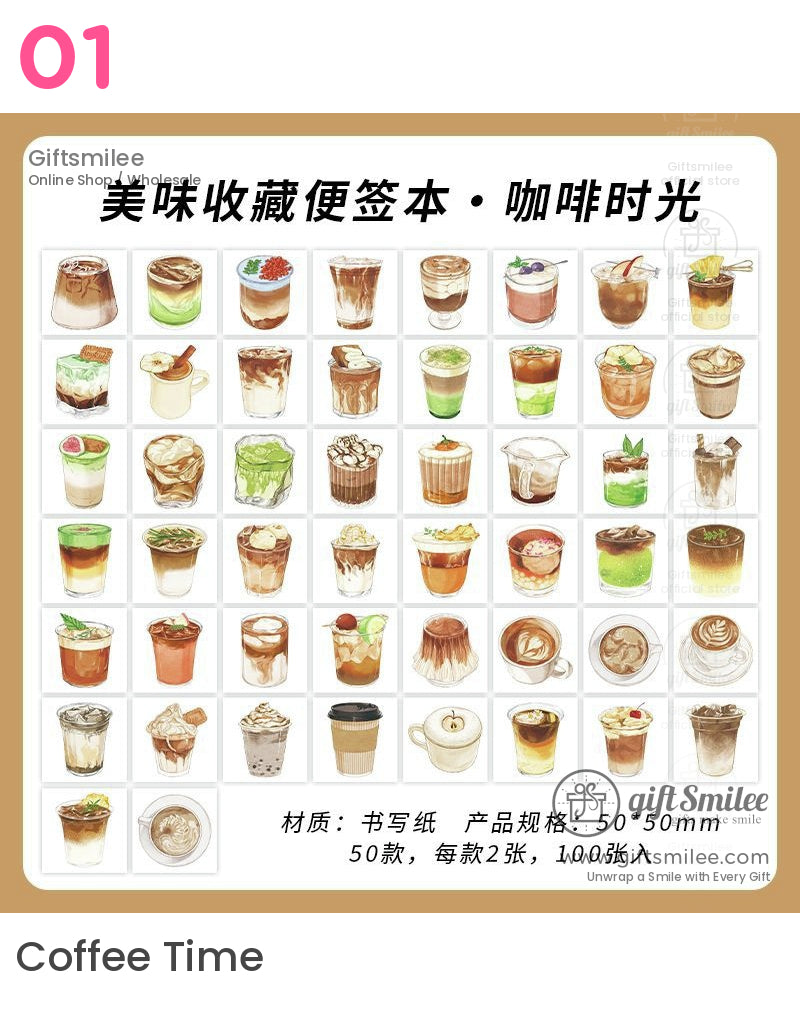 Watercolor Food Illustrations 100 Sheets Note Memo Pads | KS-NP-433