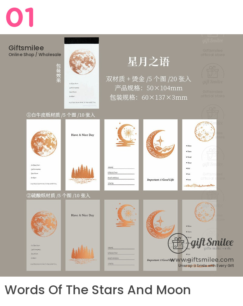 Metallic Foil Illustrated Tear-Off 6 Designs Sticky Notes Memo Pad | KS-NP-434